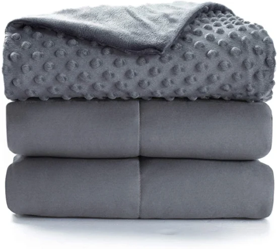 Beispiel-Anpassung: Doppellagige gewichtete Minky-Decke, Baumwollbezug, individuelle graue Farbe, weiche gewichtete Decke