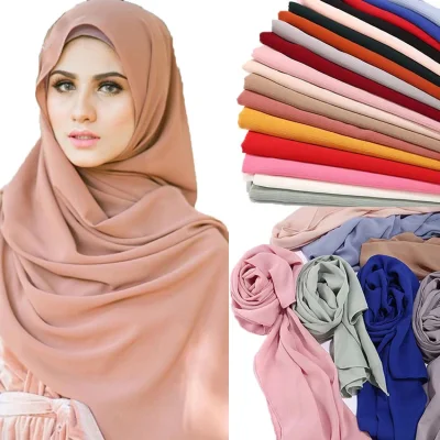 Lange Schals Crinkle Bubble Chiffon muslimische Frauen Hijab Schal